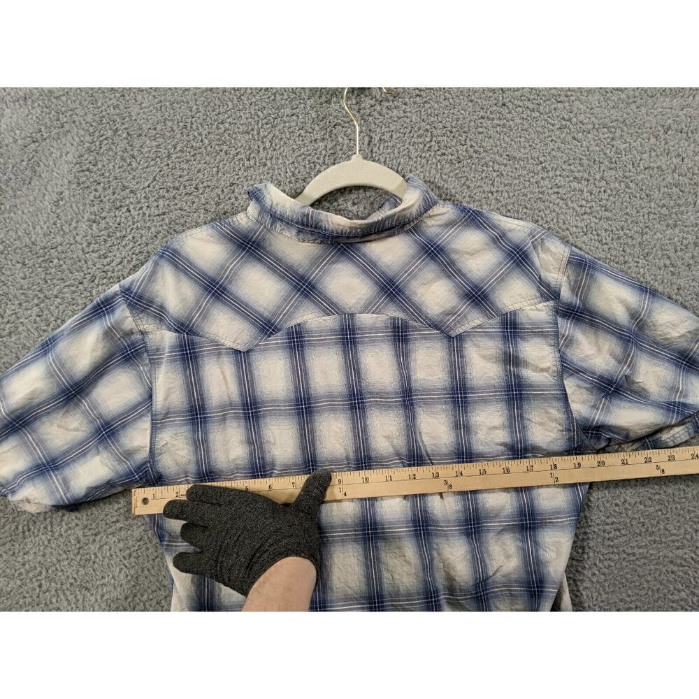Royal Robbins Button Shirt Mens Large L Contemporary Fit Plaid Blue White - Picture 5 of 10